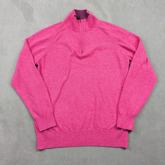 Southern Tide Preppy 1/4 Zip Sweater M Pink Wool Alpaca Coastal Golf Pullover — photo 2
